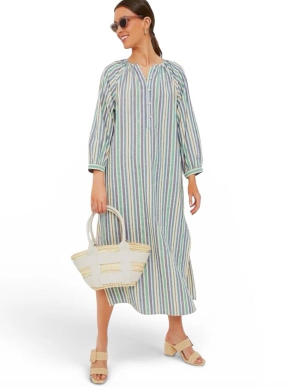 Tuckernuck Pomander Place Multicolor Striped Heidi Kaftan Maxi Dress S NWT